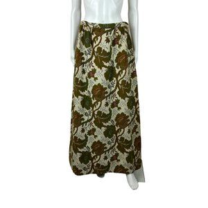 Vintage 70s Tapestry Skirt Women's Medium Floral Carpet Bagger Maxi Boho Nelly D